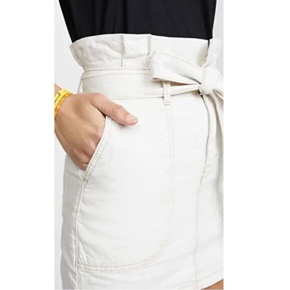 Free People Splendor In The Grass Mini Skirt Paperbag Waist New Oatmeal Size 4 - Picture 7 of 7